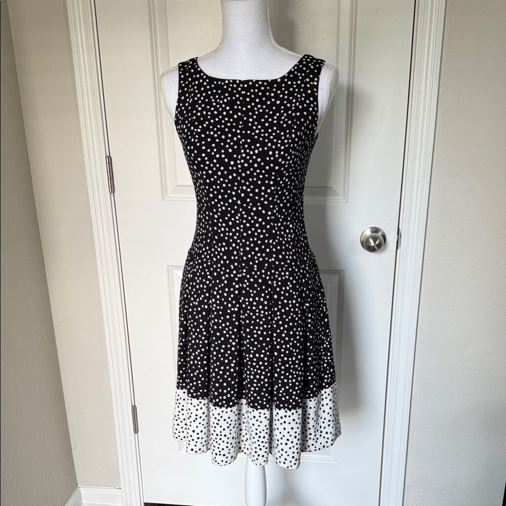 Ralph Lauren Black and White Polka Dot Midi Dress
